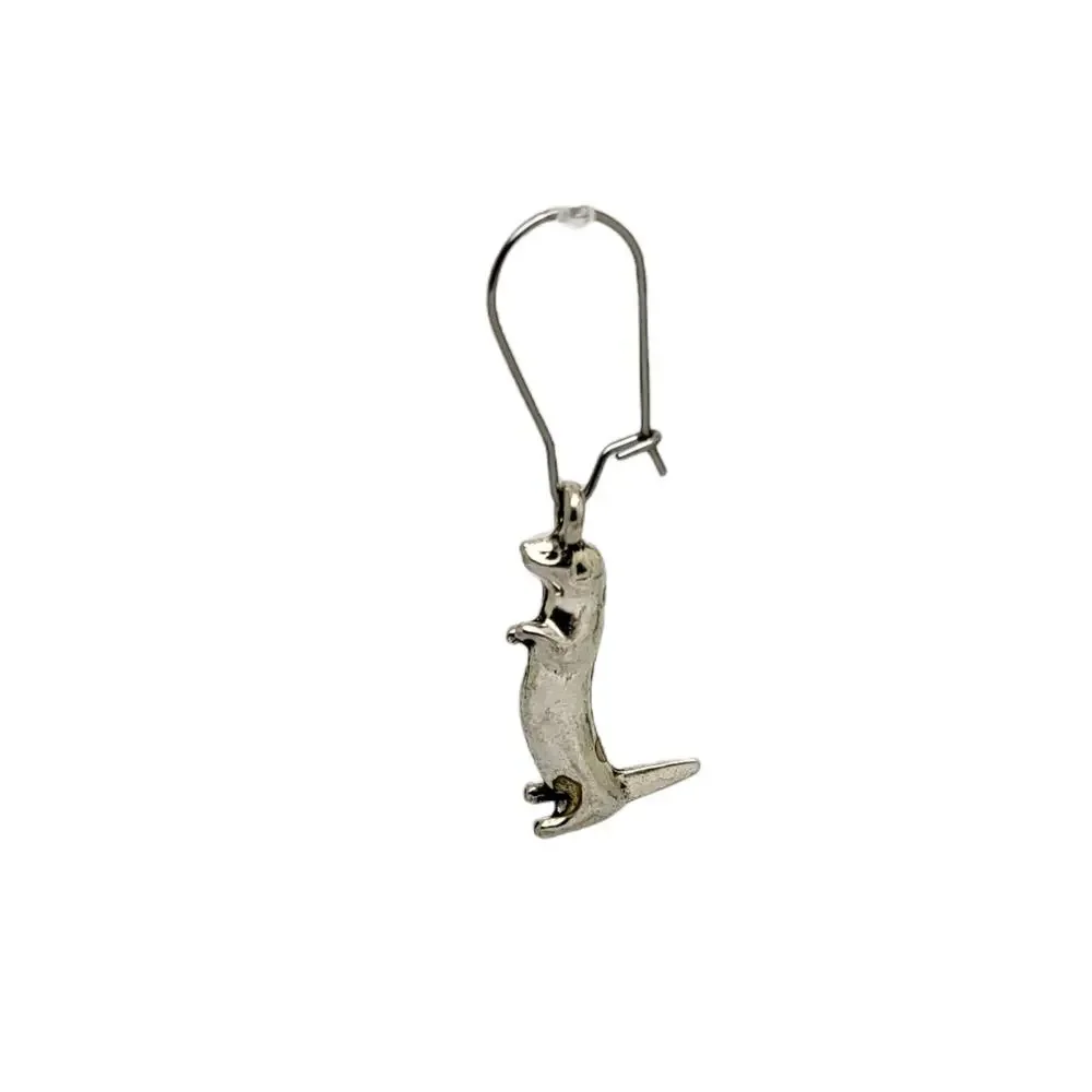 Silvertone Otters on Stainless Steel drop dangle Earrings - Picture 5 of 5
